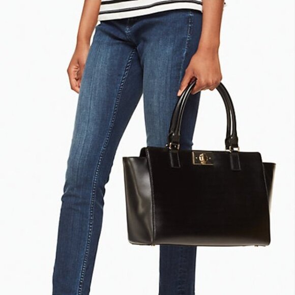 NWT Kate Spade black leather tote handbag - Picture 2 of 8